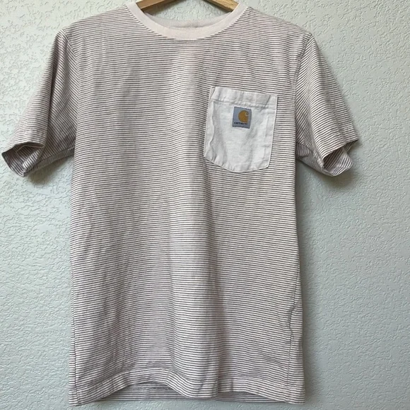 Carhartt Mens Standard Short Sleeve Thick T-Shirt Striped Size Small - Picture 3 of 10